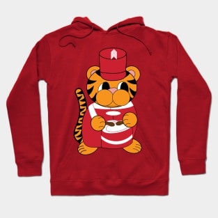 Tiger Drummer Marching Band Red White Hoodie